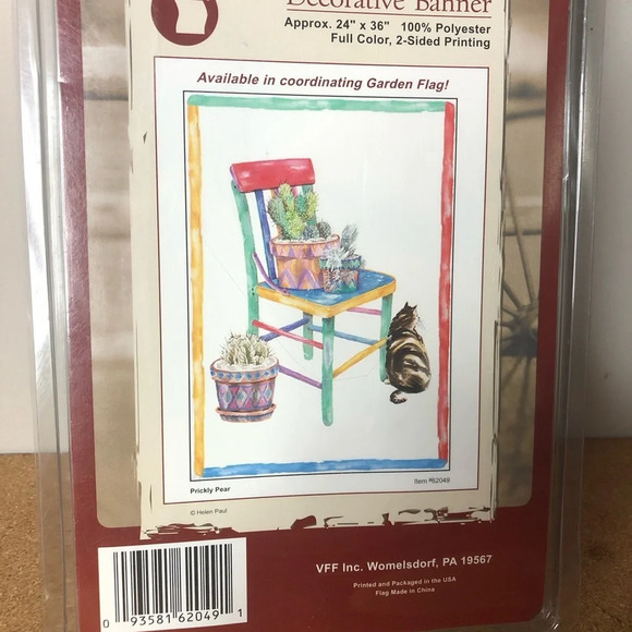 Elizabeth Ross Decorative Banner Prickly Pear 24x36” Colour 2-Sided Printing Cat - Picture 4 of 5